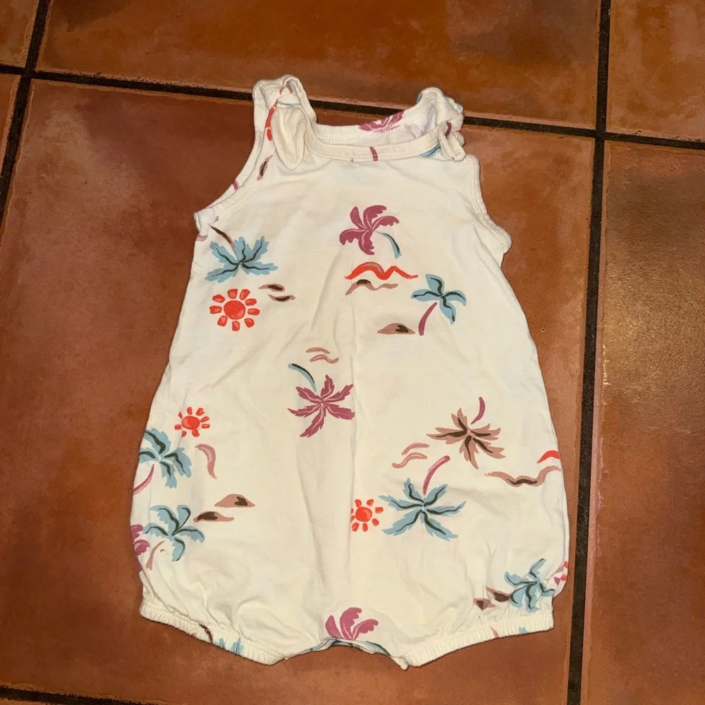 Carter's White Romper with Pink and Blue Floral Print